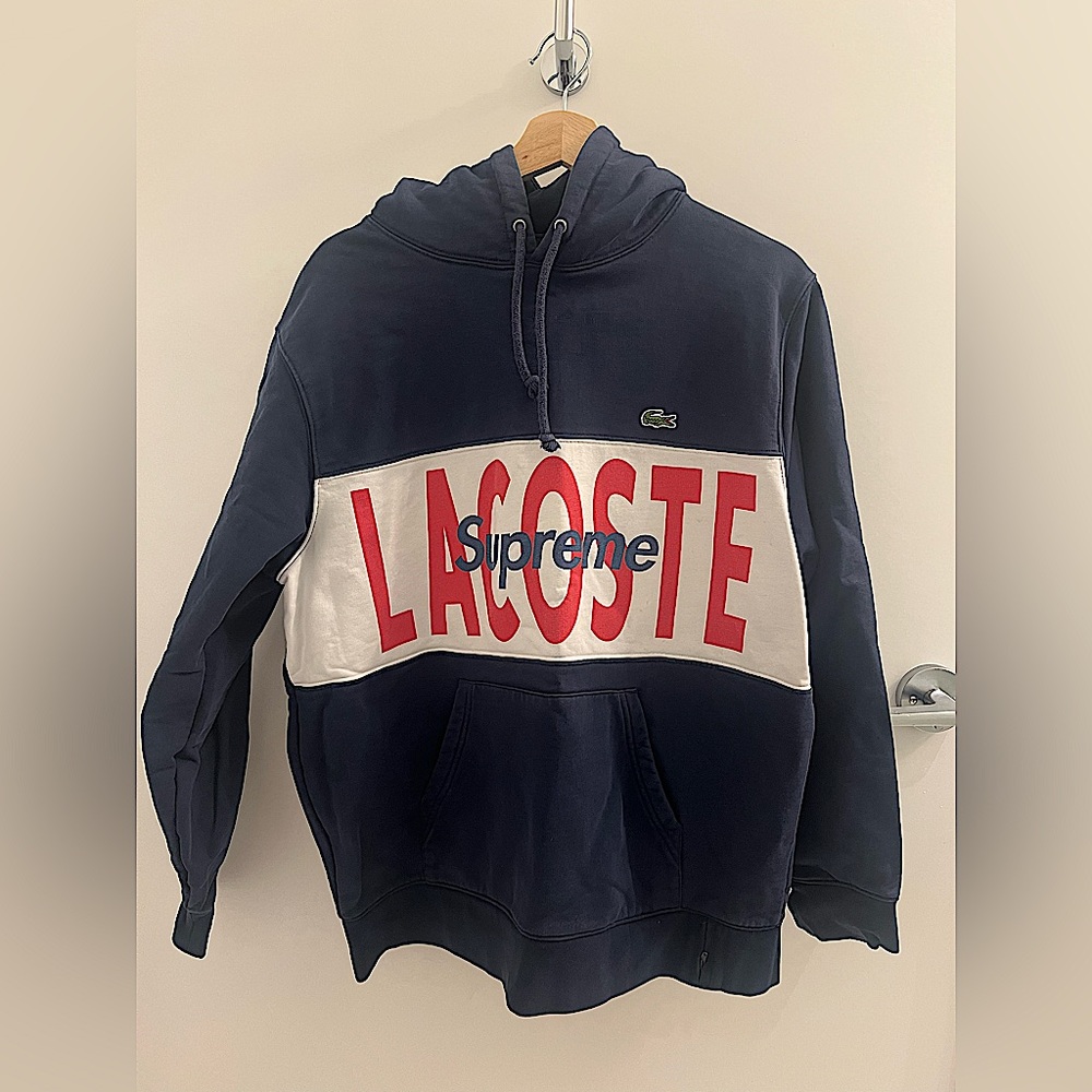 Supreme x Lacoste logo panel hoodie